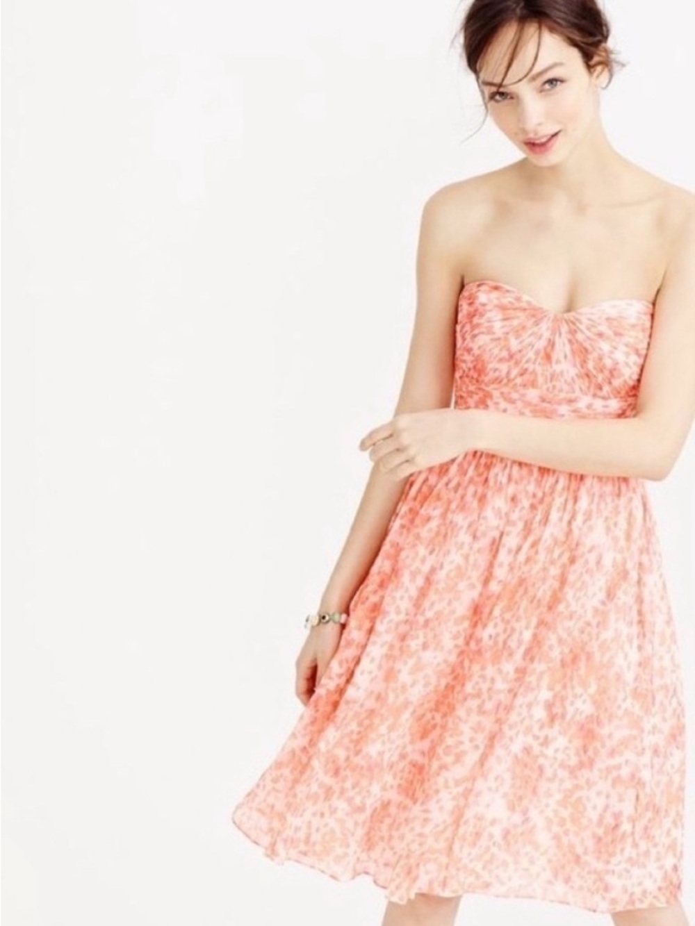 J. CREW Vintage Silk Chiffon Floral Strapless Dress